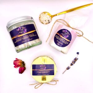 Magical Bath Indulgence Gift Set with Bath Salts, Body Scrub and Bath Bomb